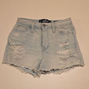 Hollister Faded Blue Ripped Jean Shorts